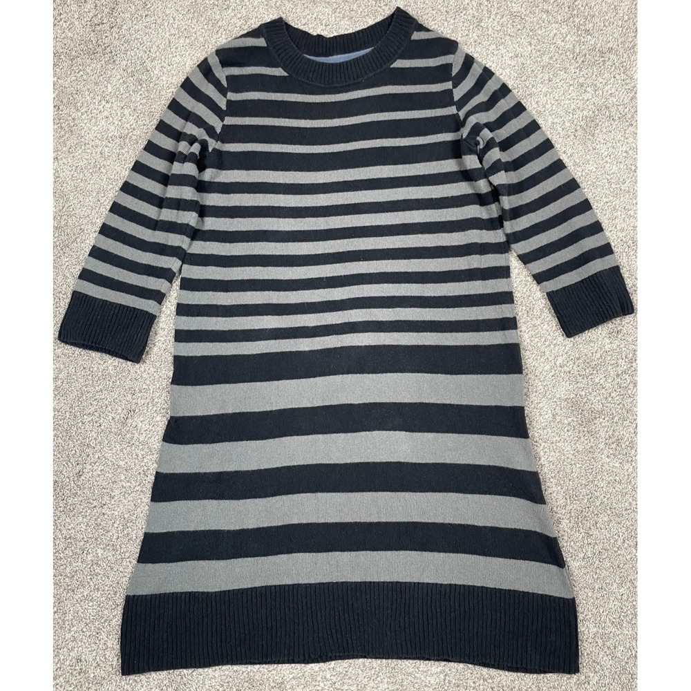 Gudrun Sjoden Dress Womens Small Black Striped Sweater Basic Everyday Sheath